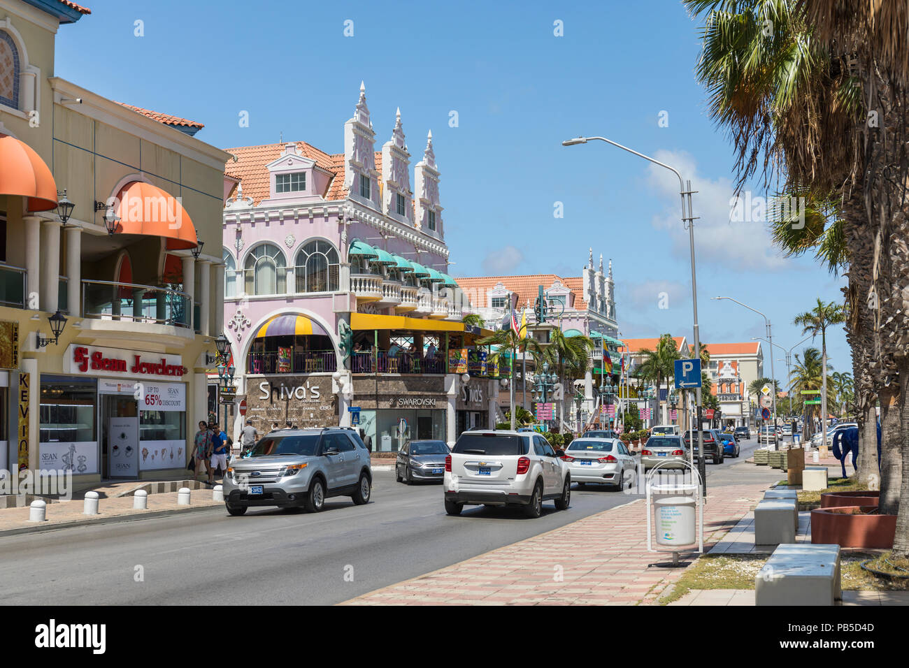 Lloyd G. Smith Boulevard in Oranjestad, Aruba, Karibik Stockfoto