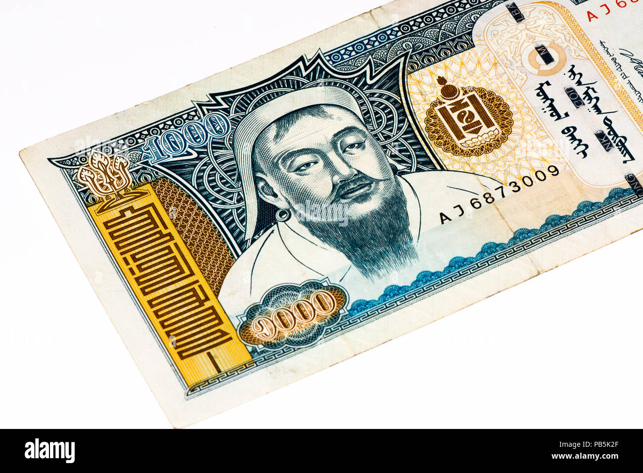 1000 togrog Bank Note. Togrog ist die nationale Währung der Mongolei Stockfoto