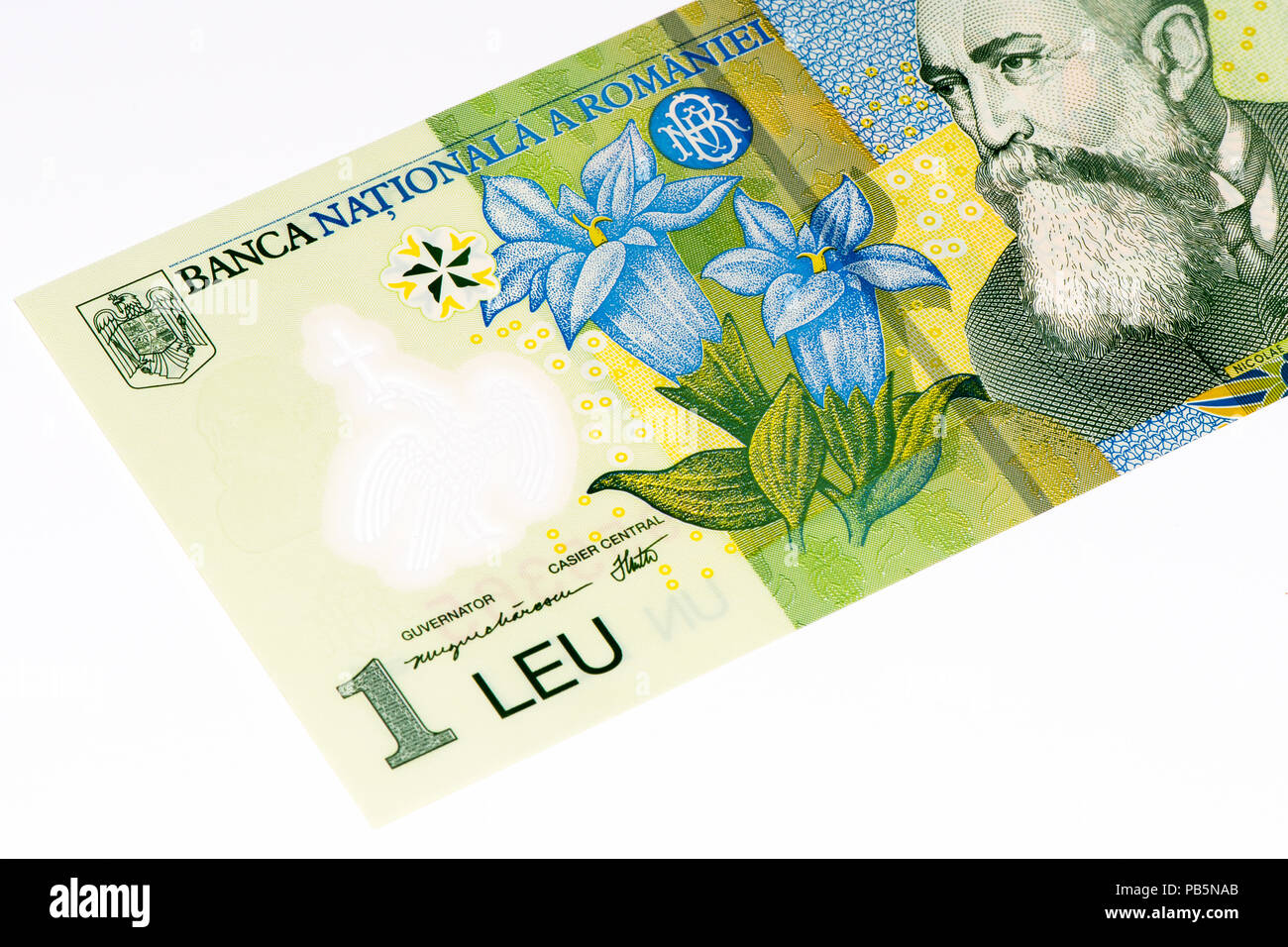 1 rumänischer LeuBanknote. Lei ist die nationale Währung von Rumänien