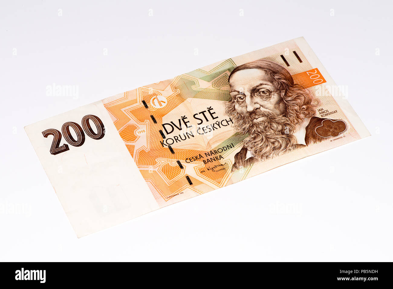 200 Tschechische Kronen Bank Note. Crown ist die nationale Währung der Tschechischen Republik Stockfoto