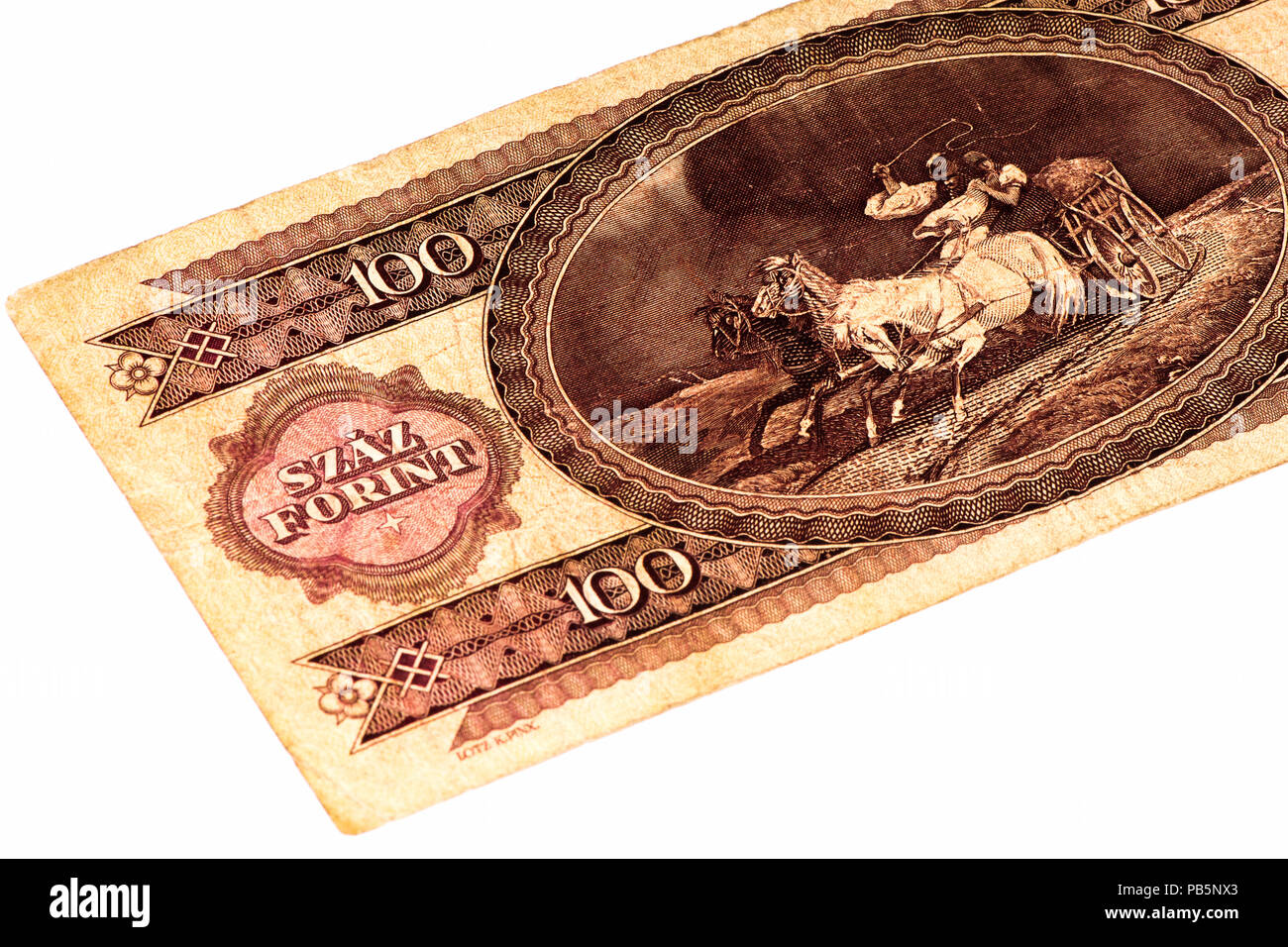 100 Ungarische Forint Bank Note. Ungarische Forint ist die nationale Währung der Ungarn Stockfoto