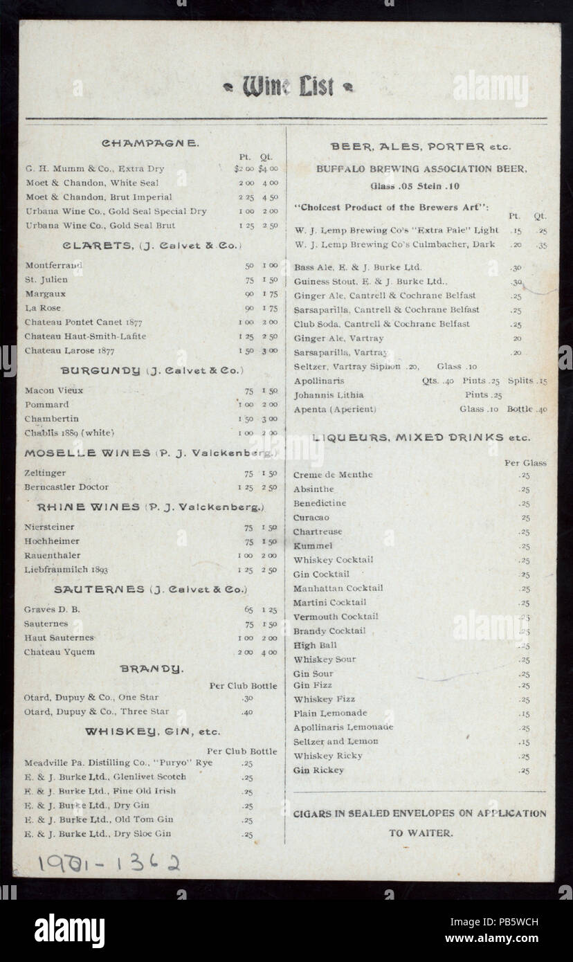 966 Mittagessen und/oder Abendessen (von) BAILEY CATERING CO (at) Pan American Exposition (REST gehalten ;) (NYPL Hades -276422-4000013769) Stockfoto