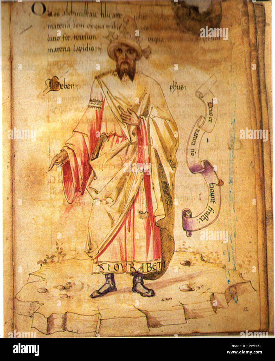 . English: Der Alchemist Dsch? bir Ibn? ayy?n, Portrait von Ezjon-geber, 15. Jhdt., Codici Ashburnhamiani 1166 Deutsch: Der Alchemist Jabir ibn Hayyan, aus dem 15. Jahrhundert europäischen Portrait von Ezjon-geber, Codici Ashburnhamiani 1166 Español: El alquimista Jabir Ibn Hayyan, aus dem 15. c. Europäische Portrait von Ezjon-geber, Codici Ashburnhamiani 1166. ca. 1166 819 Jabir ibn Hayyan Stockfoto