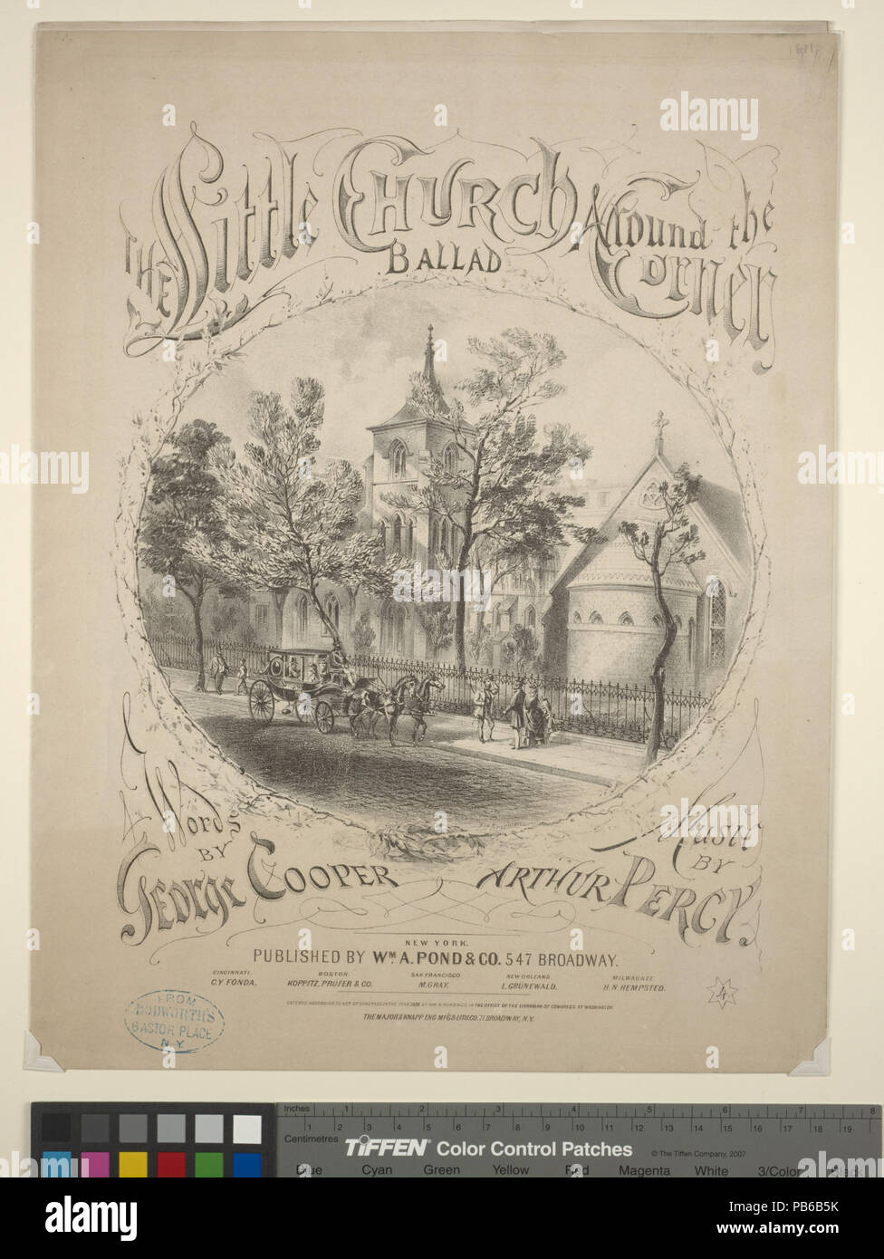 925 kleine Kirche um die Ecke, Ballade (NYPL Hades -1803647-1659287) Stockfoto