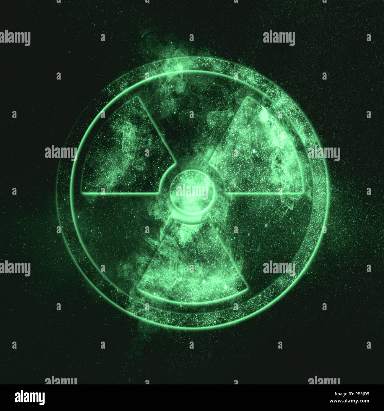 Strahlung, Strahlung Symbol grünes Symbol. Stockfoto