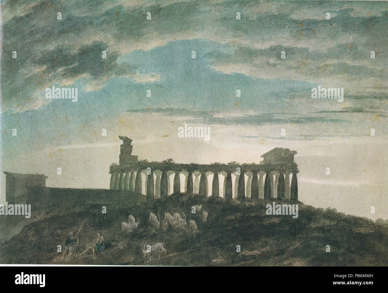 1701 Der kleine Tempel in Paestum, 10 x 14,5 cm, November 1782. John Robert Cozens Stockfoto