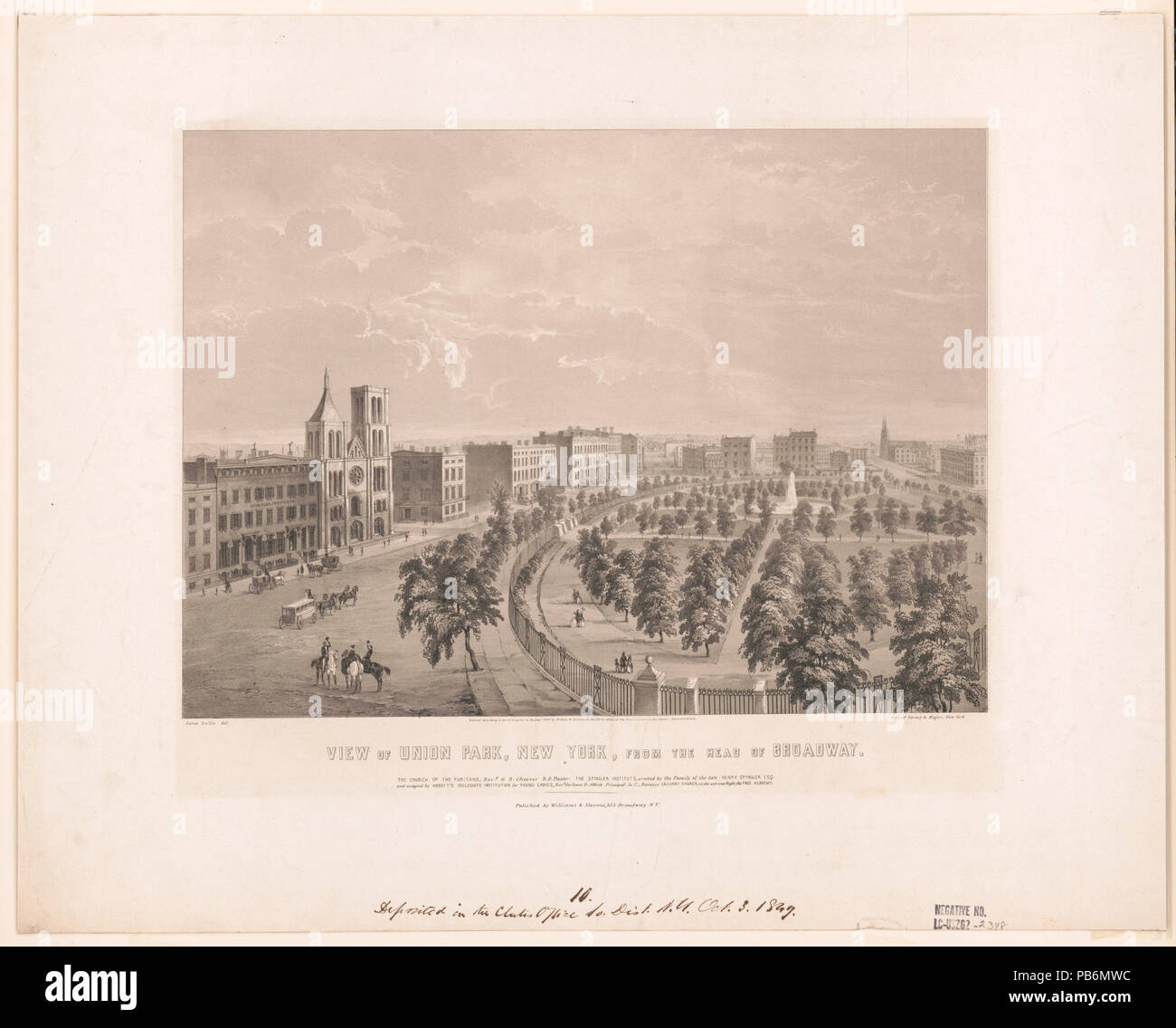 1817 Blick auf den Union Park, New York, der Leiter des Broadway LCCN 2003664145 Stockfoto