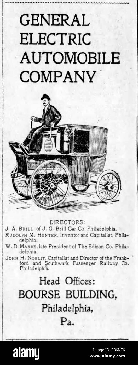 1186 Phila mal Jun 9 1898 p8 GE Auto ad Stockfoto