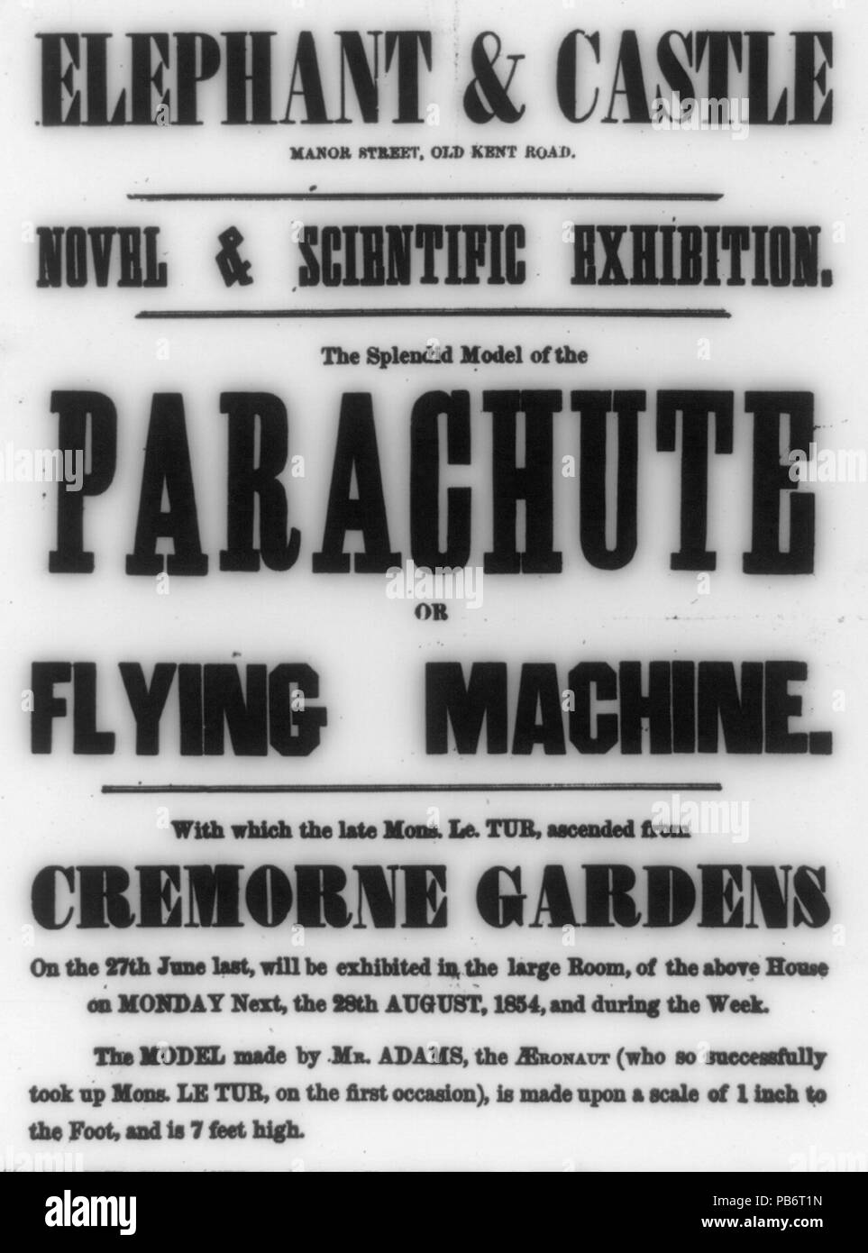 1703 Das Wunderschone Modell Des Fallschirms Oder Fliegende Maschine Mit Dem Ende Der Mons Le Tur Hinauf Von Cremorne Garten Wird In Den Grossen Raum Der Oben Genannten Haus Auf Montag