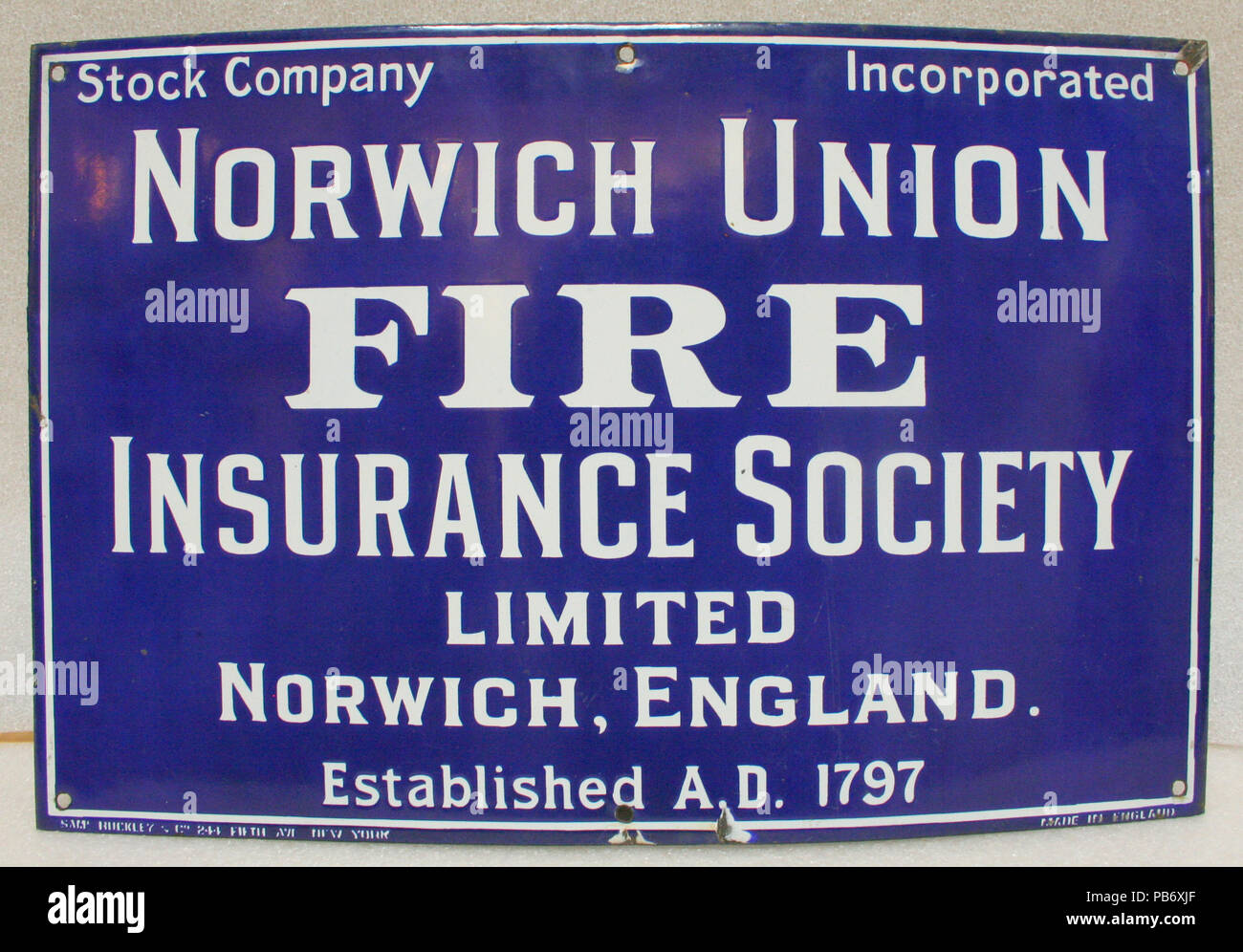 1119 Norwich Union Fire Insurance Gesellschaft Handel Zeichen Stockfoto