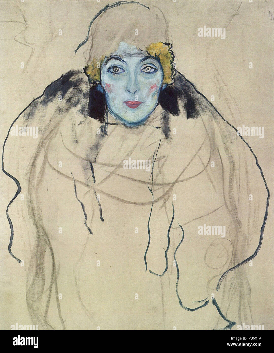 Gustav Klimt - Damenbildnis En Face Stockfoto