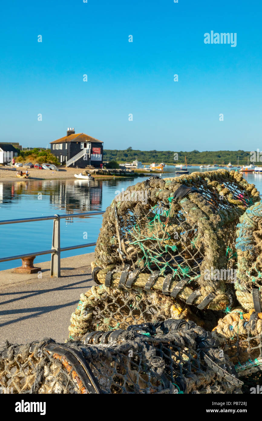 Mudeford Christchurch Dorset England Juli 23, 2018 Hummer Töpfen auf Mudeford Quay Stockfoto