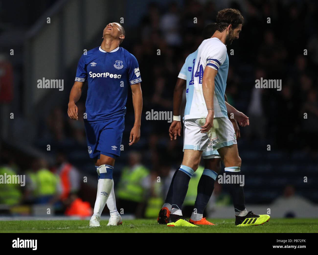 Everton ist Richarlison reagiert während eines vor der Saison Testspiel Niederlage gegen die Blackburn Rovers im Ewood Park, Blackburn. Stockfoto