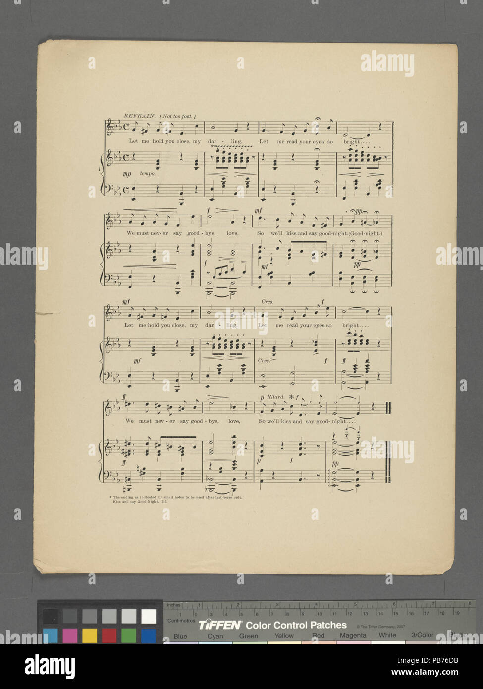 863 Kiss und gute sagen - Nacht (NYPL Hades -609902-1805430) Stockfoto