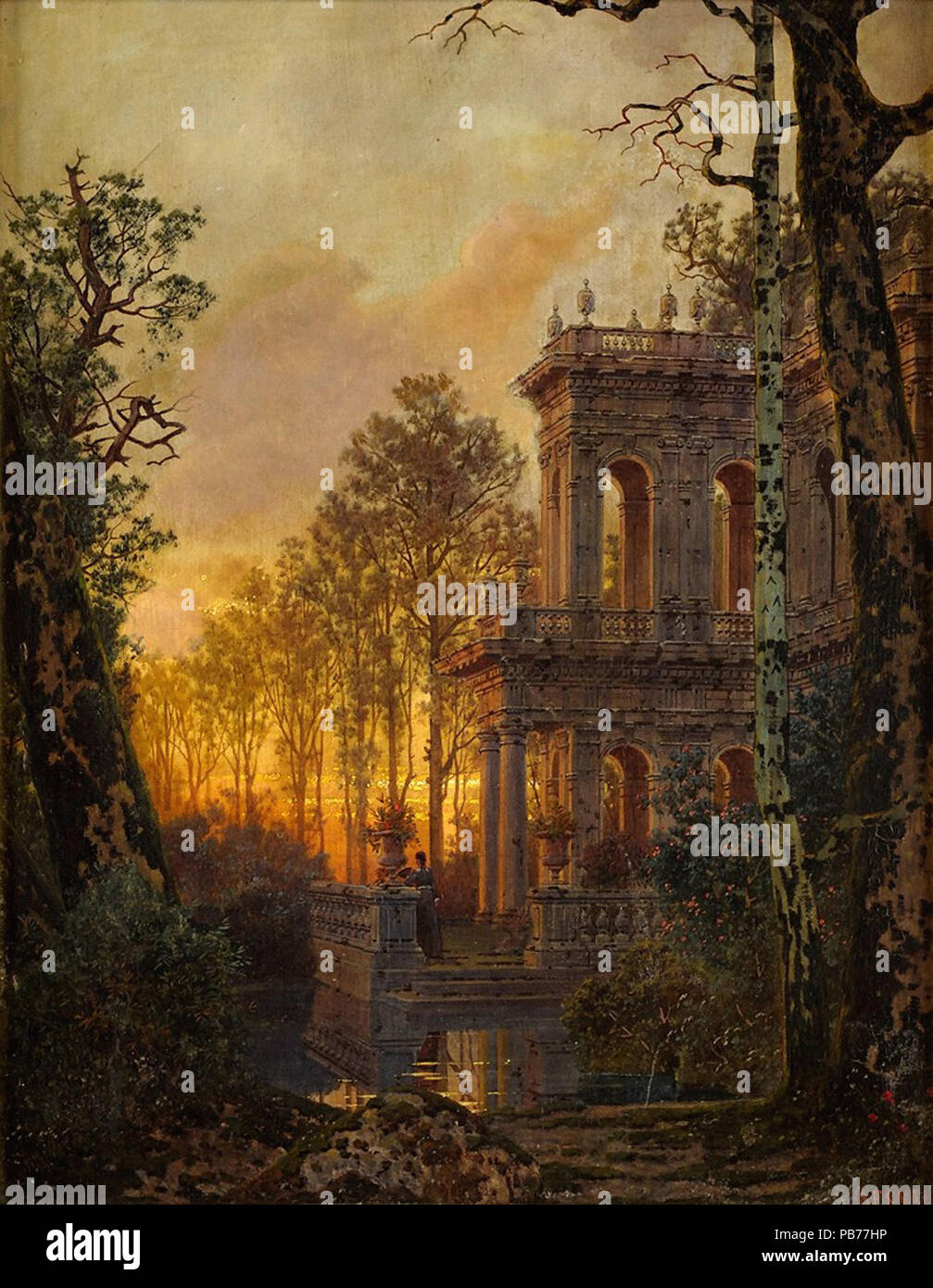 Knab Ferdinand-Romische Villa bei Sonnenuntergang 1. Stockfoto