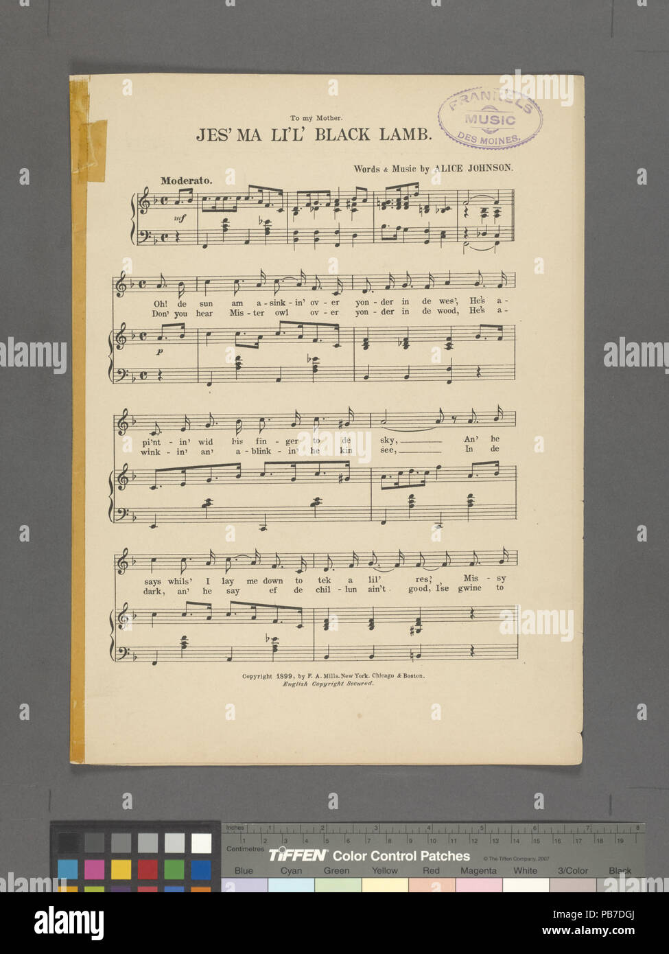 831 Jes' ma Li'l' schwarz Lamm (NYPL Hades -608617-1992534) Stockfoto