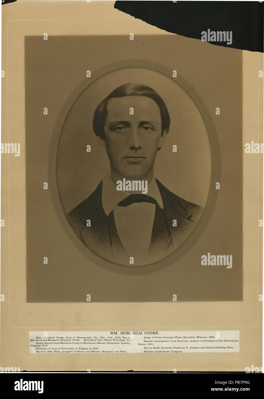 1858 William Mardochai Cooke (Verbündete) Stockfoto