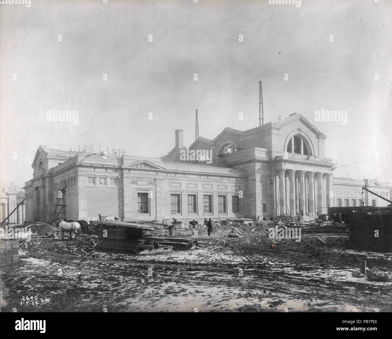1815 Blick auf den Bau des Palastes von Kunst in der Messestadt der Welt 1904 aus dem Südwesten, vom 7. Januar 1904 Stockfoto