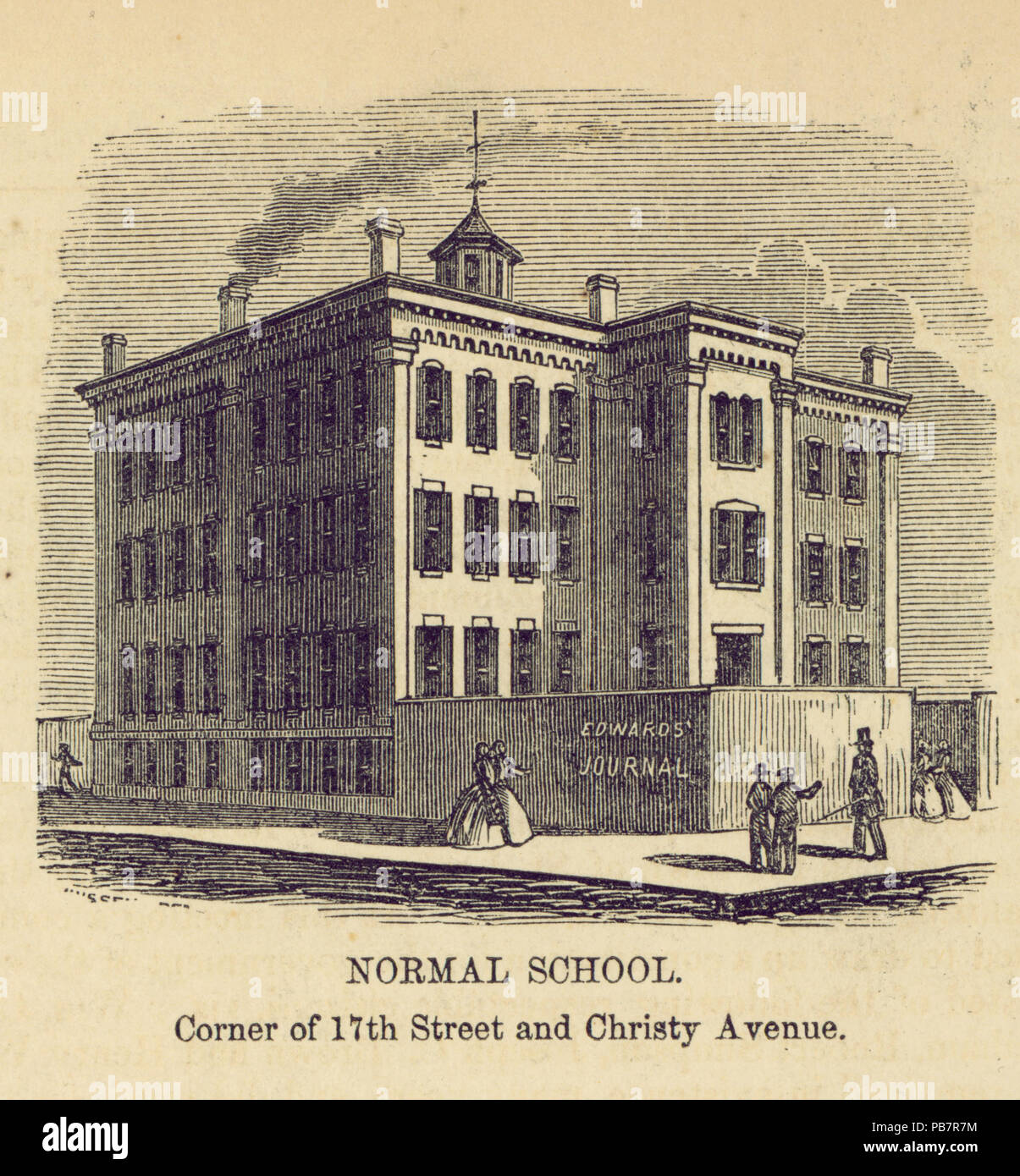 1116 normale Schule. 17. Straße und Christy Avenue Stockfoto