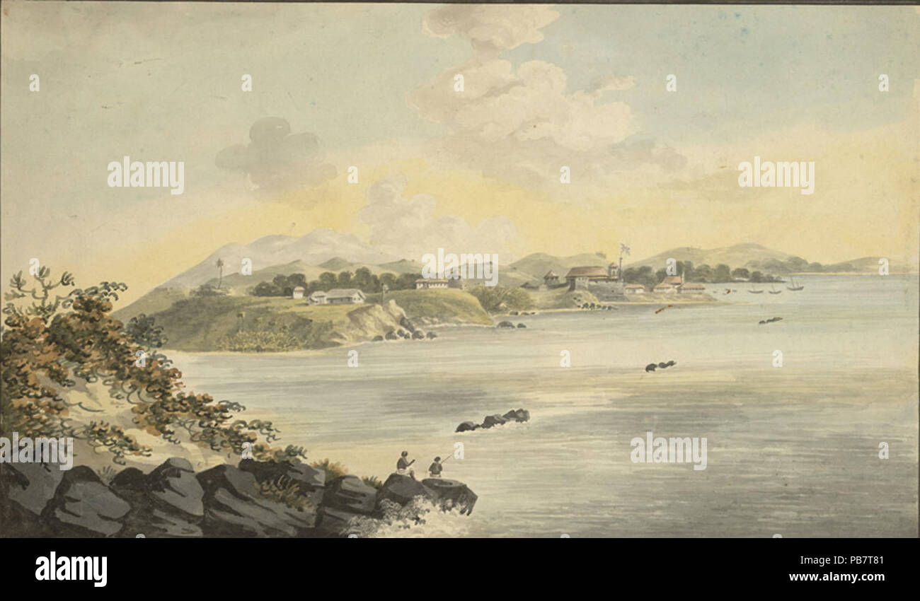 1836 Aquarellmalerei von tellicherry Stockfoto