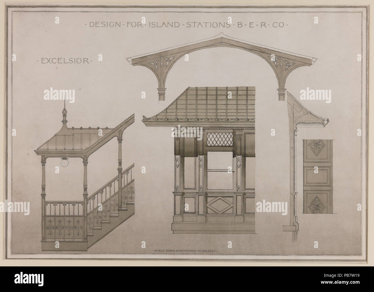813 Island Station Design, Details von AW Longfellow Stockfoto