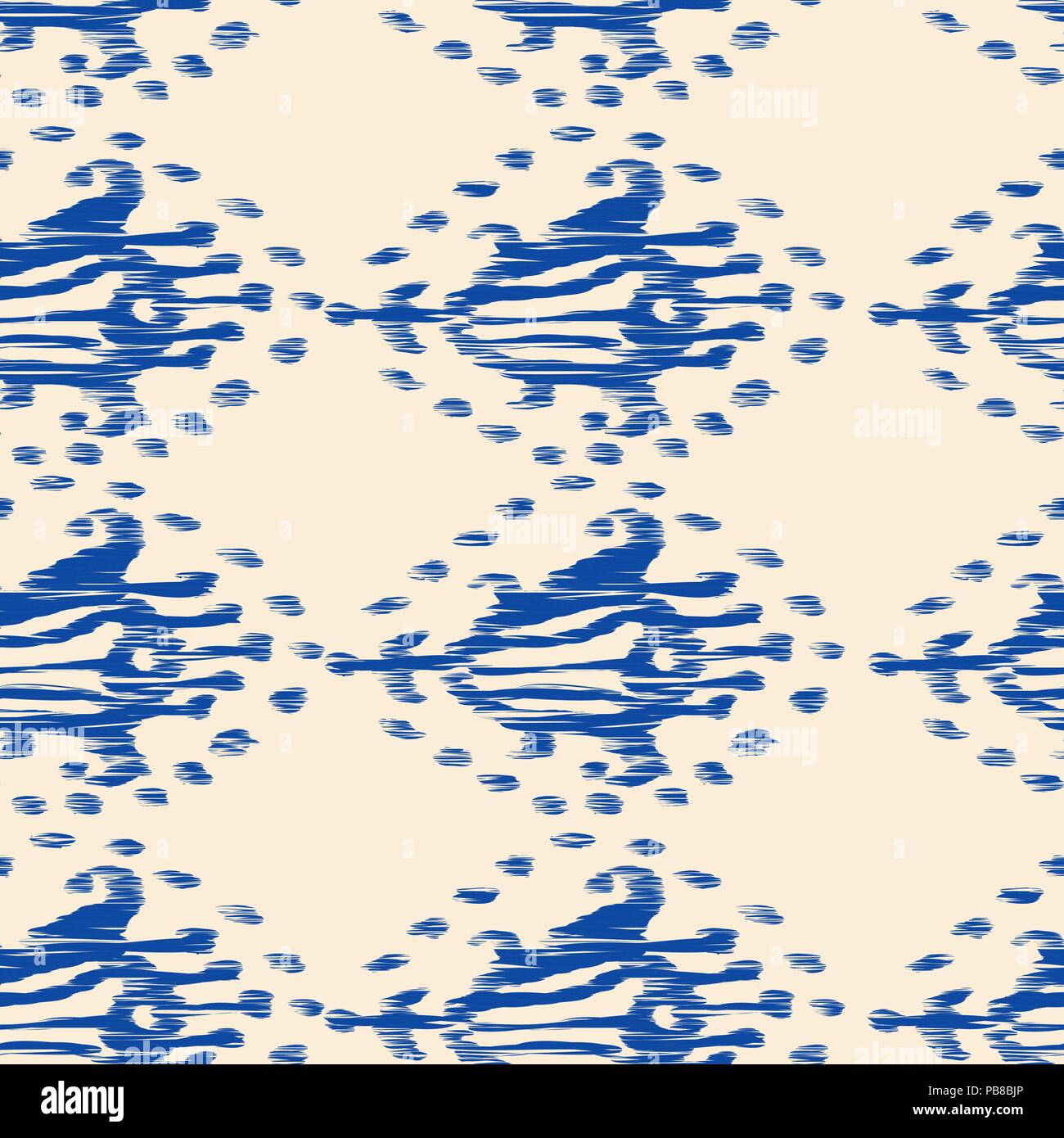 Ikat nahtlose Böhmischen ethnischen Blue vector Pattern in Aquarell Stil. Aquarell ikat orientalische Ornamente. Stock Vektor