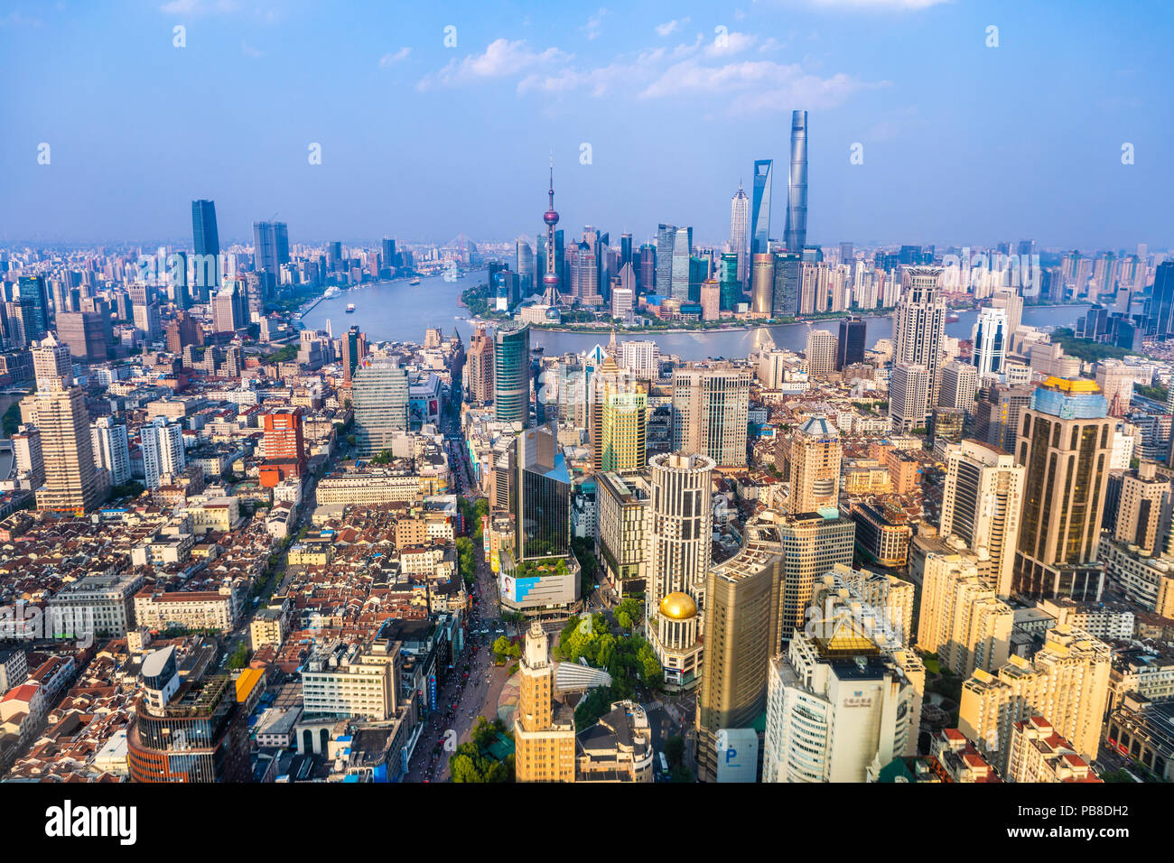 China, Shanghai City, den Fluss Huangpu, Pudong District und Downtown Shanghai Panorama, Stockfoto China, Shanghai City, den Fluss Huangpu, Pudong District und Downtown Shanghai Panorama, Stockfoto