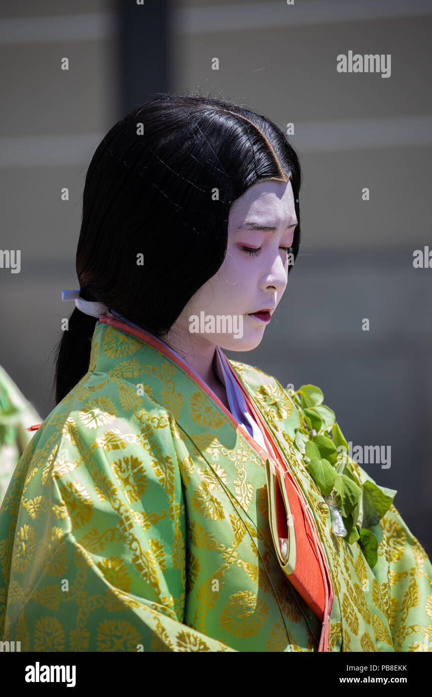 Japan, Kyoto City, Aoi Matsuri, Festival, Hofdame Paradieren Stockfoto