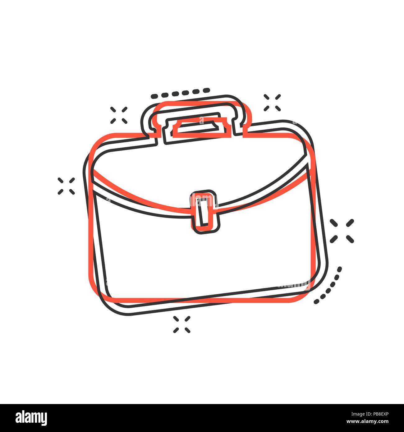 Vektor cartoon Koffer Symbol im Comic-stil. Gepäck Tasche zeichen Abbildung Piktogramm. Diplomat bei Business splash Wirkung Konzept. Stock Vektor