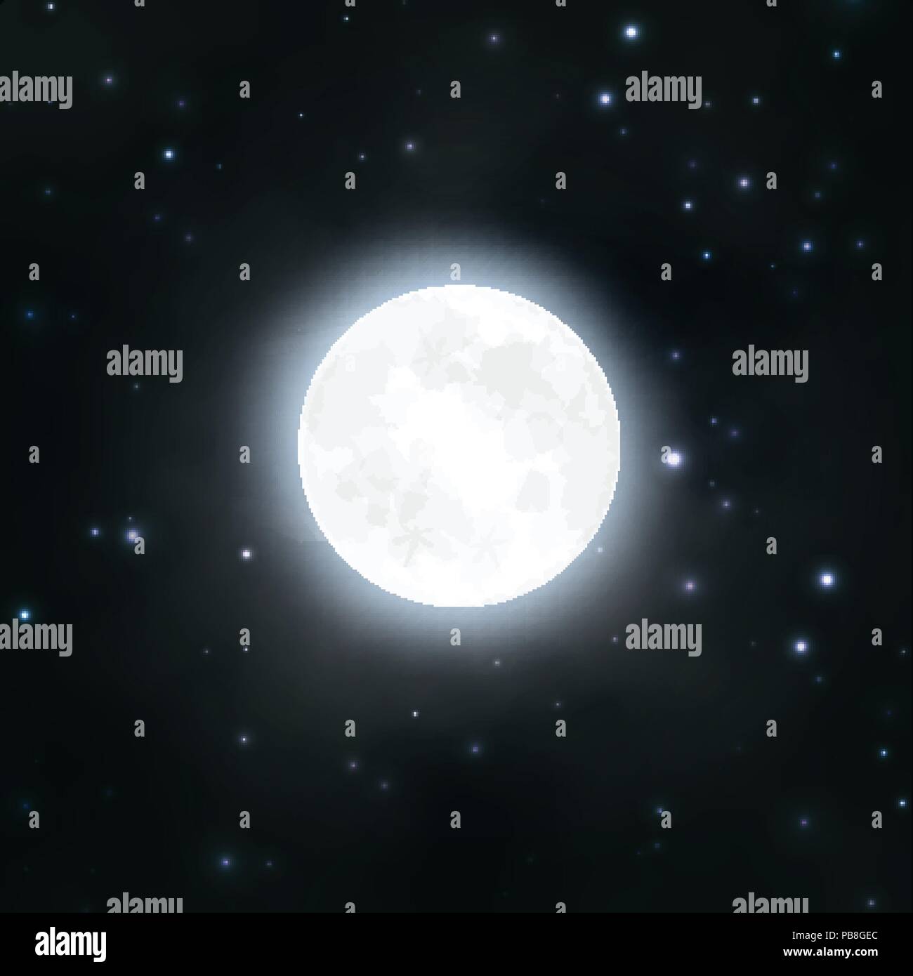 Mond, Nacht, Himmel, Sterne, Vektor, Abbildung Stock Vektor