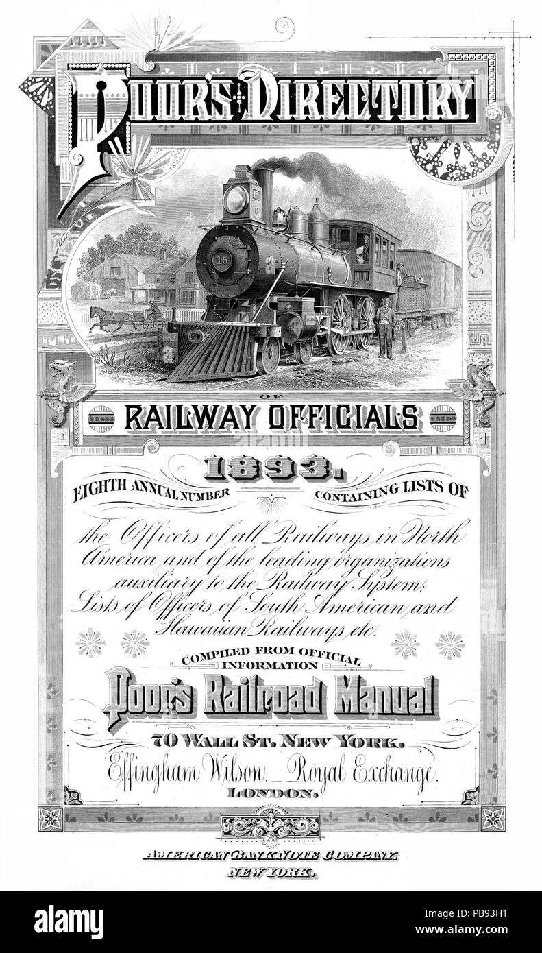 1211 Poor's Verzeichnis der Eisenbahn Beamten 1893 (Frontispiz) Stockfoto
