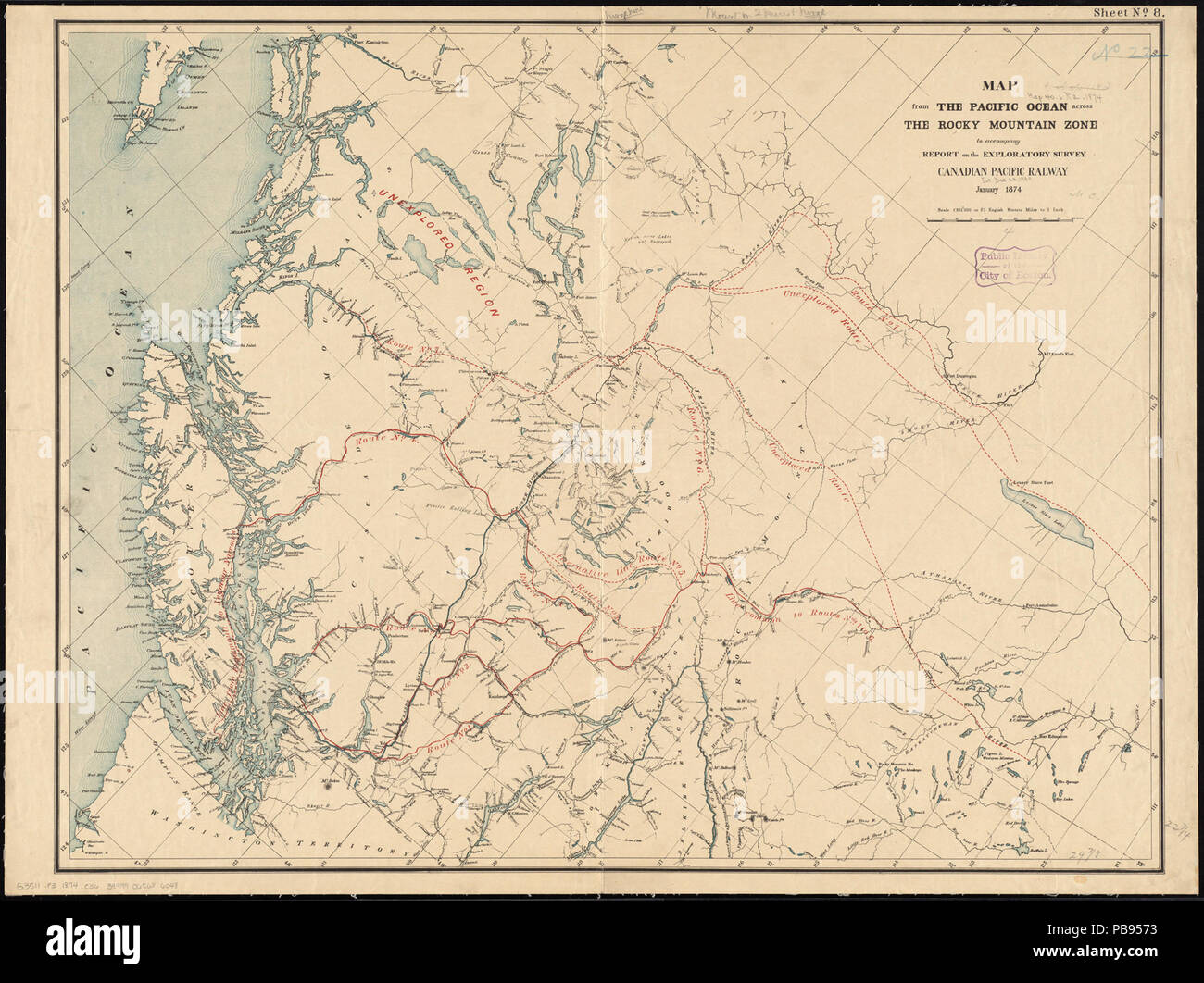 993 Karte vom Pazifischen Ozean über die Rocky Mountain Zone - Bericht zu begleiten auf der explorativen Befragung (14008129925) Stockfoto