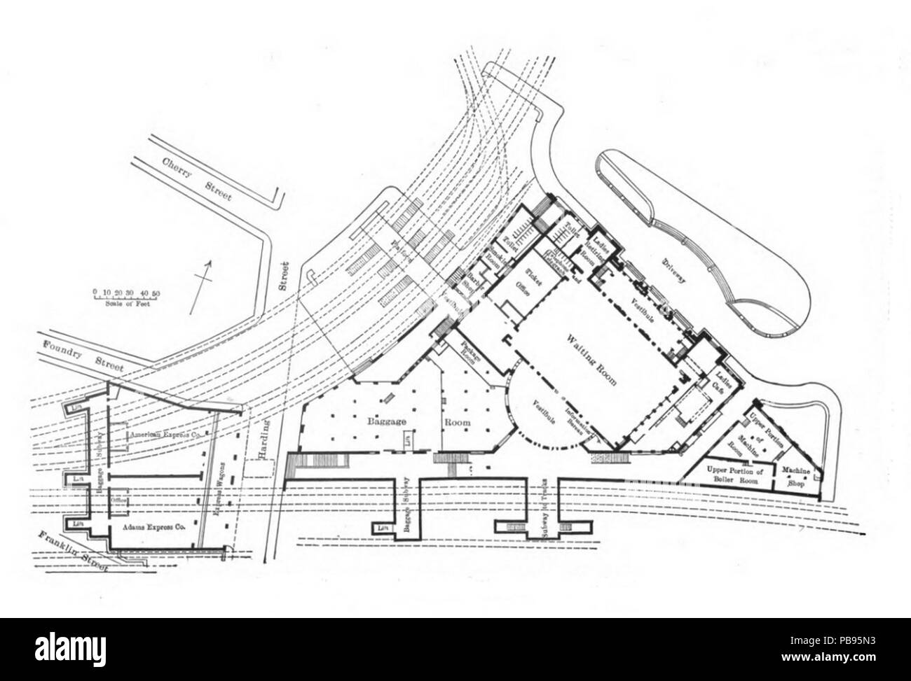 1790 Union Station Worcester Grundriss Stockfoto