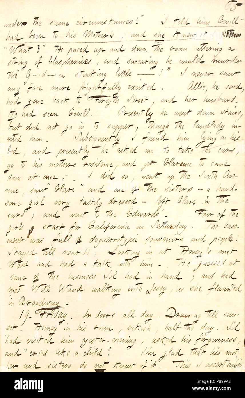 1740 Thomas Butler Gunn Tagebücher - Band 8, Seite 72, September 18-19, 1856 Stockfoto