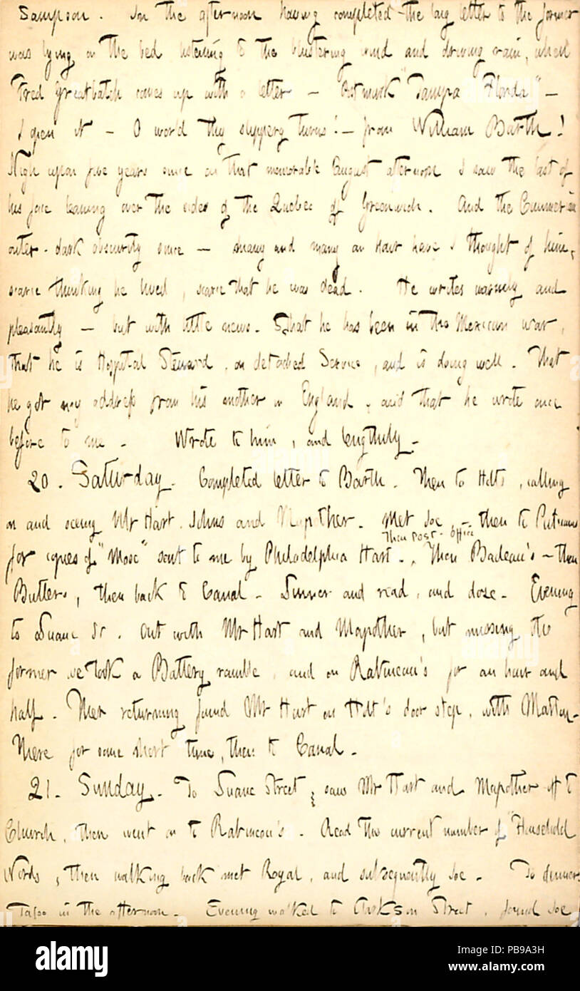 1720 Thomas Butler Gunn Tagebücher - Band 1, Seite 142, Juli 19-21, 1850 Stockfoto