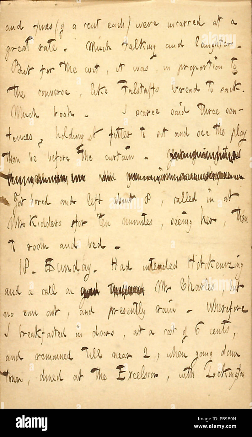 1735 Thomas Butler Gunn Tagebücher - Band 4, Seite 91, April 17-18, 1852 Stockfoto