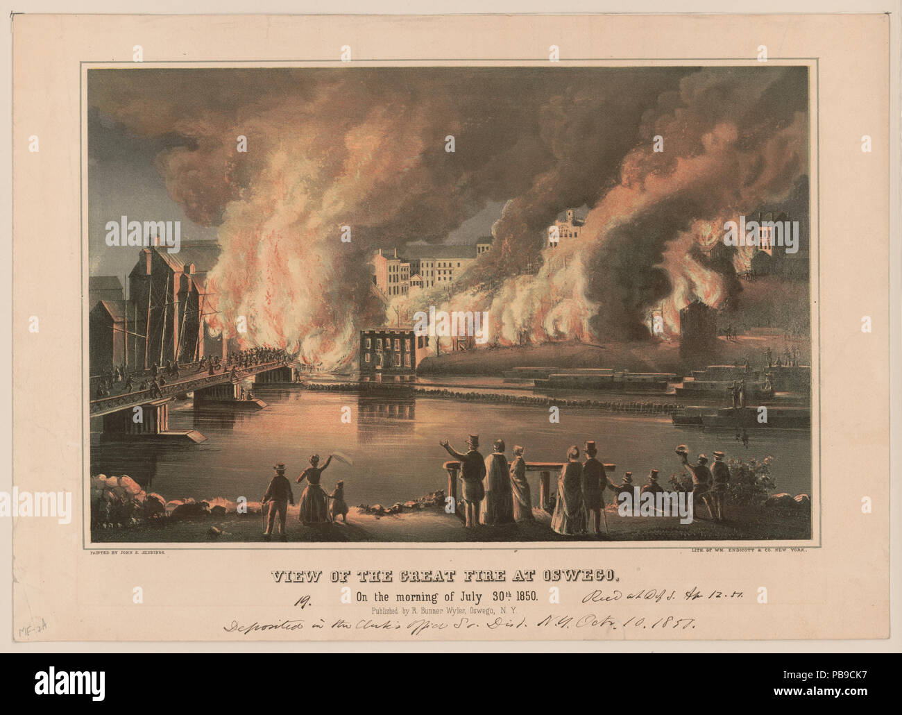 1815 der große Brand in Oswego, am Morgen des 30. Juli. 1850 LCCN 2003664980 Stockfoto