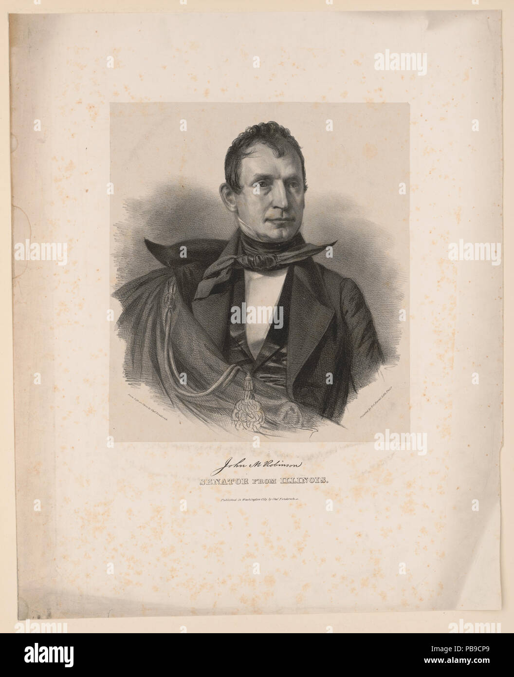 . Englisch: Titel: John M. Robinson, Senator von Illinois Physische Beschreibung drucken: 1. Anmerkungen: Dieser Datensatz enthält ungeprüfte Daten von PGA shelflist Karte.; Titel auf Stein eingeschrieben.; der zugehörige Name auf Karte: shelflist Fenderich, Kap. 839 John M. Robinson, Senator von Illinois LCCN 2003656283 Stockfoto