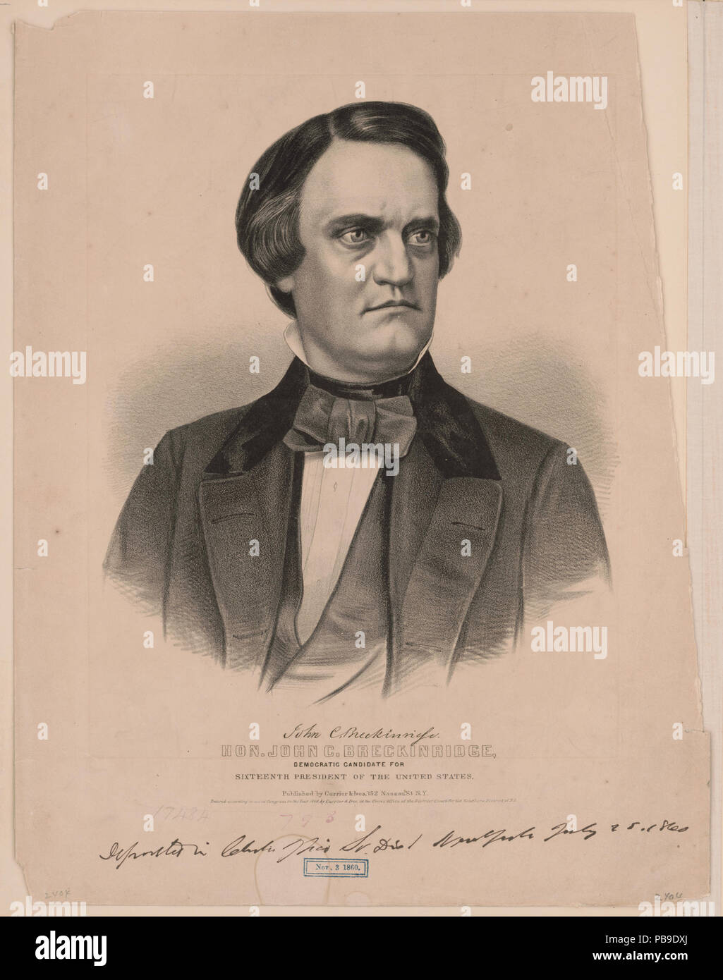 766 Hon John C. Breckinridge - demokratischen Kandidaten für das sechzehnte Präsident der Vereinigten Staaten LCCN 2002695907 Stockfoto