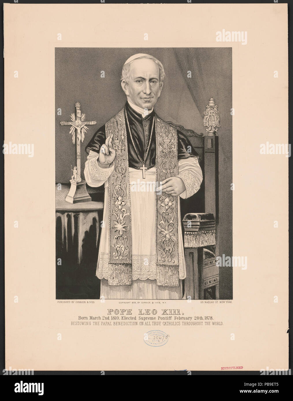 1211 Papst Leo XIII., geboren März 1810. gewählte Papst Februar 20th, 1878 LCCN 2001702355 Stockfoto