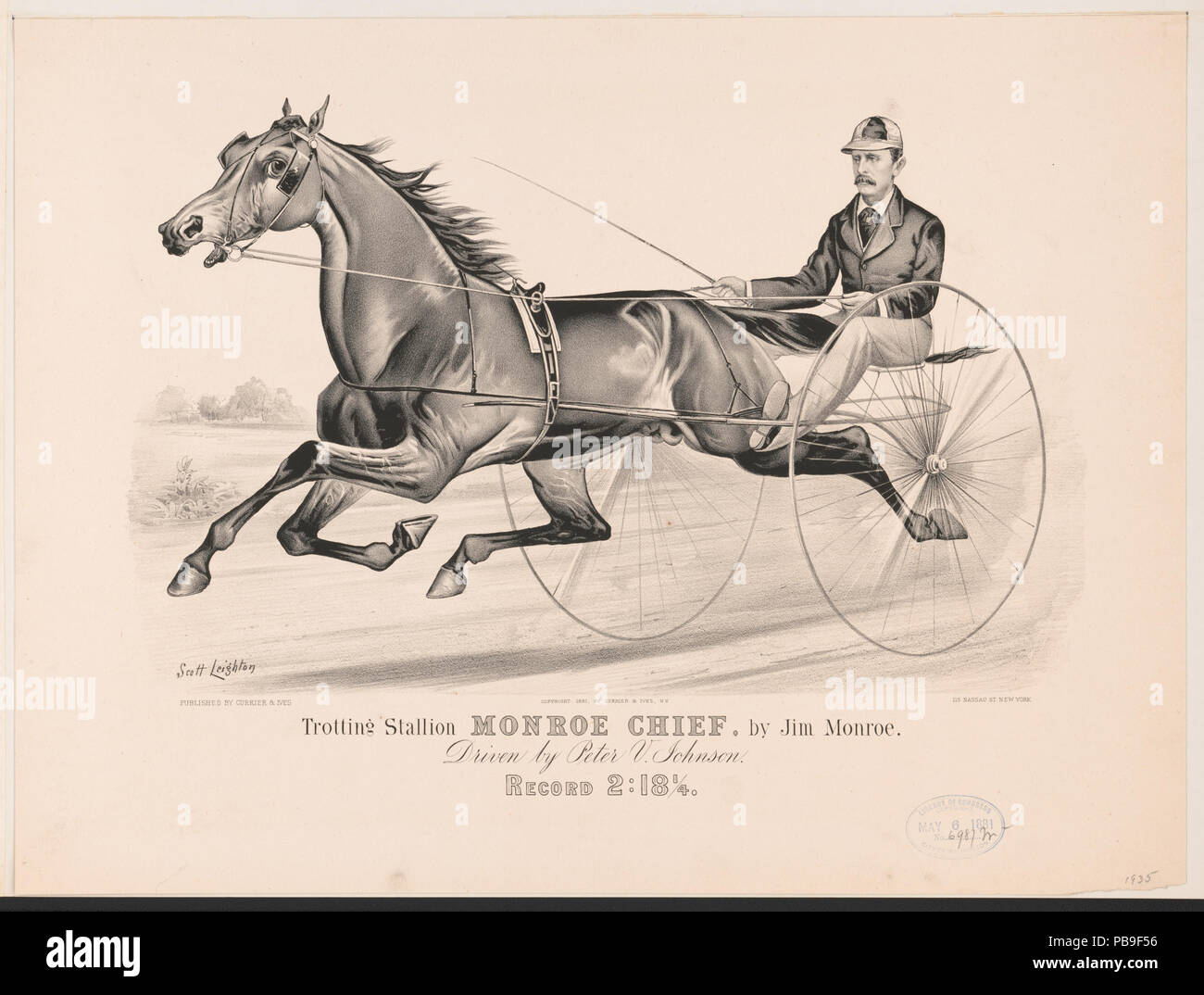 1775 Http://hdl.loc.gov/loc.pnp/pga.10025 Trotting stallion Monroe Chief, von Jim Monroe - von Peter V. Johnson LCCN 2002697411 angetrieben Stockfoto