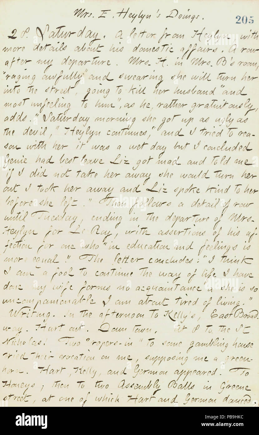 1727 Thomas Butler Gunn Tagebücher - Band 17, Seite 218, 28. September 1861 Stockfoto