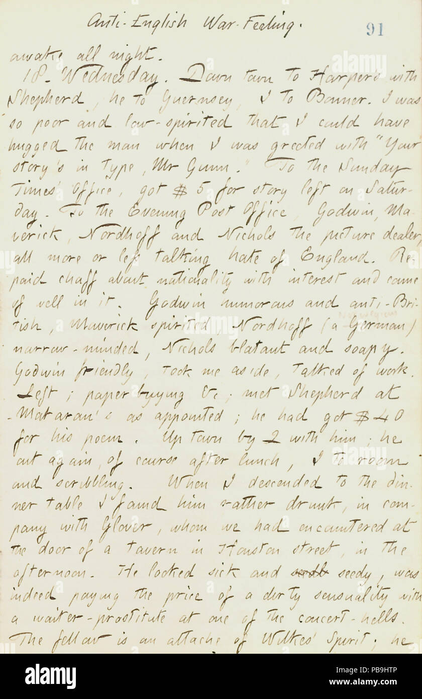 1727 Thomas Butler Gunn Tagebücher - Band 18, Seite 102, 17. Dezember 1861 Stockfoto