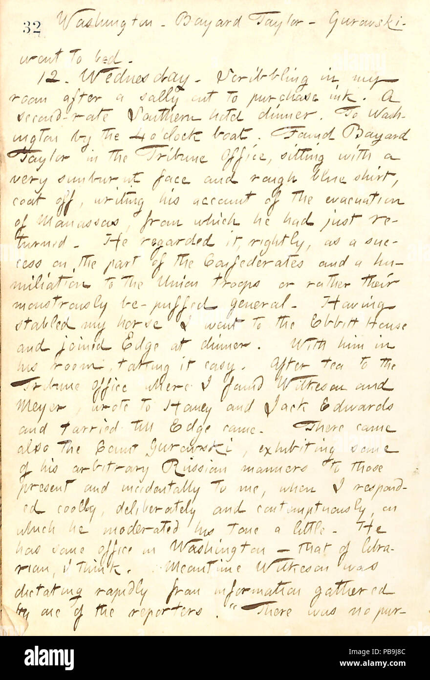 1729 Thomas Butler Gunn Tagebücher - Band 19, Seite 41, 11. März 1862 Stockfoto