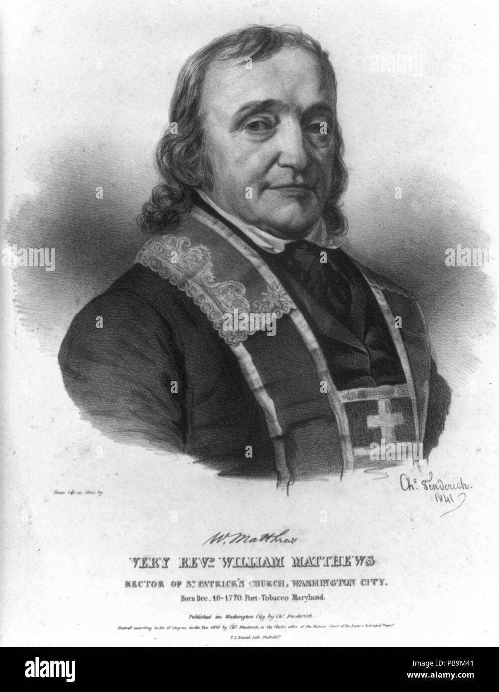 1803 Sehr Pfr. William Mathews, Rektor des St. Patrick's Kirche, Washington Stadt LCCN 2003656262 Stockfoto