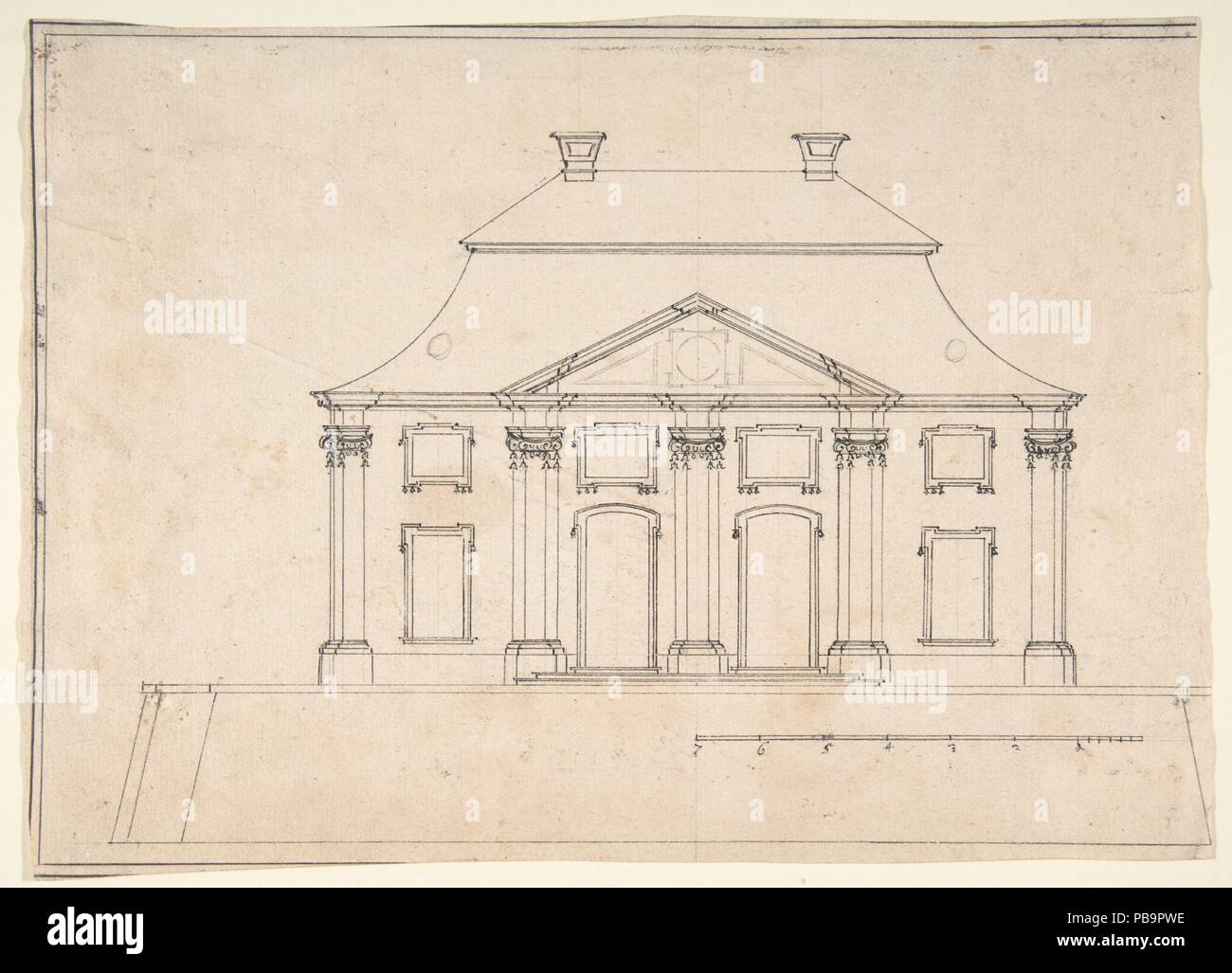 Architektur für Außen der Stadt Haus. Künstler: Anonym, Französisch, 19. Abmessungen: 7 1/16 x 9 5/8 in. (17,9 x 24,4 cm). Datum: 19. Museum: Metropolitan Museum of Art, New York, USA. Stockfoto