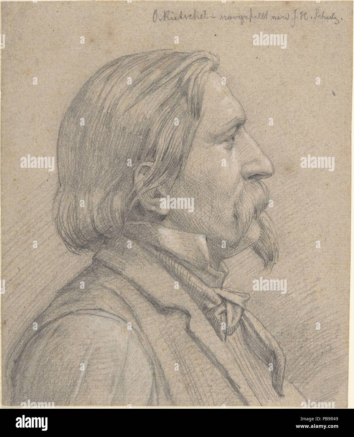 Portrait von O. Rietschel. Artist: J. H. Schulz (Deutsch, aktive Mitte des 19. Jahrhunderts). Abmessungen: 7 9/16 x 6 7/16 in. (19,2 x 16,4 cm). Datum: Ca. 1854. Museum: Metropolitan Museum of Art, New York, USA. Stockfoto