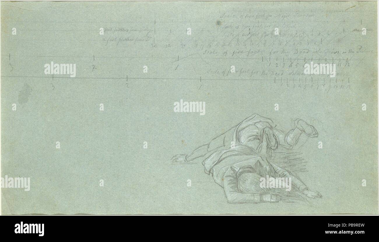 Studie zu "Der Tod von Major Peirson": Zwei tote Zahlen. Artist: John Singleton Copley (Amerikanische, Boston, Massachusetts 1738-1815 London). Abmessungen: 14 3/16 x 23 in. (36 x 58,4 cm). Datum: 1782-83. Museum: Metropolitan Museum of Art, New York, USA. Stockfoto