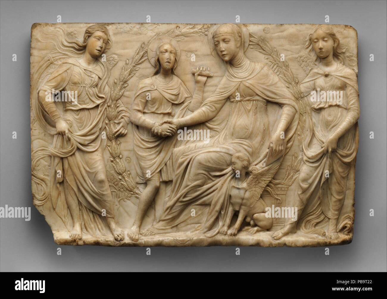 Die hl. Birgitta von Schweden, die Artikel Ihrer Bestellung. Artist: Agostino d'Antonio di Duccio (Italienisch, 1418 - nach 1481). Kultur: Italienisch, Perugia. Abmessungen: Insgesamt (bestätigt): 16 3/4 x 25 1/8 x 2 3/4 in., 57 lb. (42,5 × 63,8 × 7 cm, 25,9 kg). Datum: 1459. Wenn Sie dieses Relief wurde in Paris 1878 ausgestellt, der deutschen Gelehrten Wilhelm von Bode es Agostino di Duccio.[1] Seine Identifikation von allen großen Gelehrten akzeptiert wurde; der Gegenstand, auf der anderen Seite, sind viele ratlos.[2] Eugène Piot, der es als eine Szene aus dem Leben der Heiligen Katharina bezeichnet, und er wurde von Émile Bertaux gefolgt, zugeschrieben Stockfoto