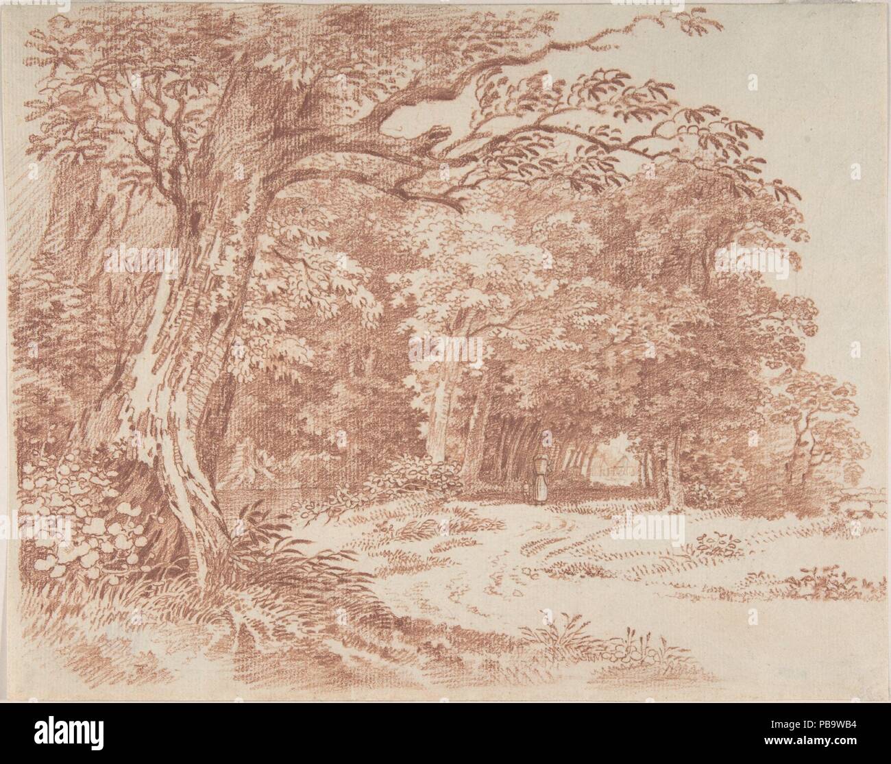 Bewaldete Landschaft. Artist: Friedrich August Marke (Österreichische, Wien 1735-1806 Wien). Maße: Blatt: 7 13/16 x 9 7/8 in. (19,8 x 25,1 cm). Datum: Mitte des 18. und frühen 19. Jahrhundert. Museum: Metropolitan Museum of Art, New York, USA. Stockfoto